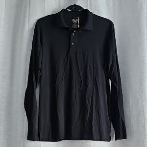 Blue Sky Men's Black Bamboo Long Sleeve Polo Shirt